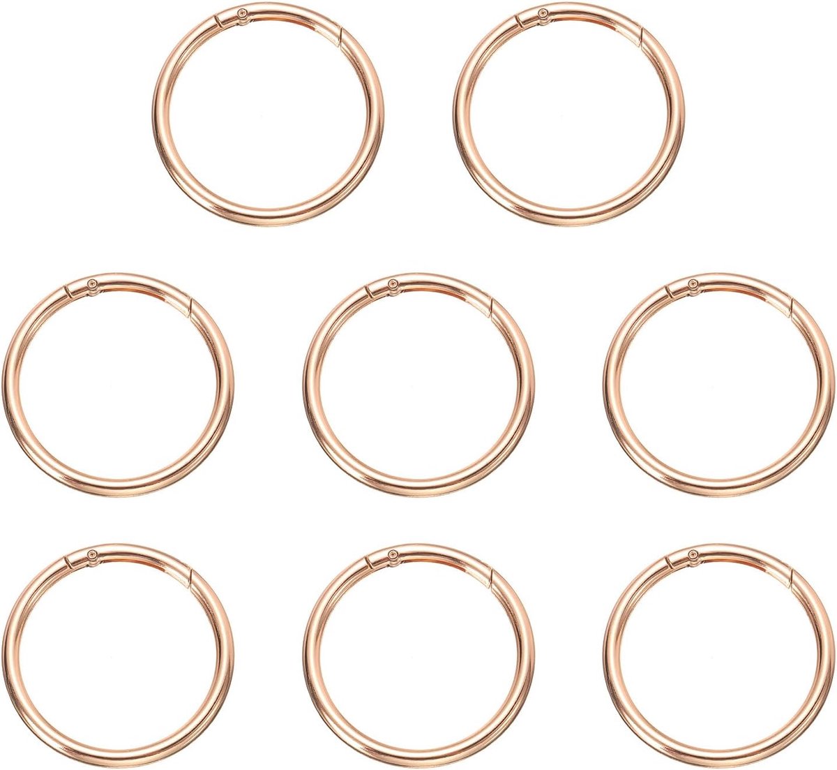 Lente O-ringclip, 8 stuks, metalen veersluiting, sleutelring, 60 mm, ronde sleutelhanger, kliksluiting, accessoires voor portemonnee, schoudertas, goud