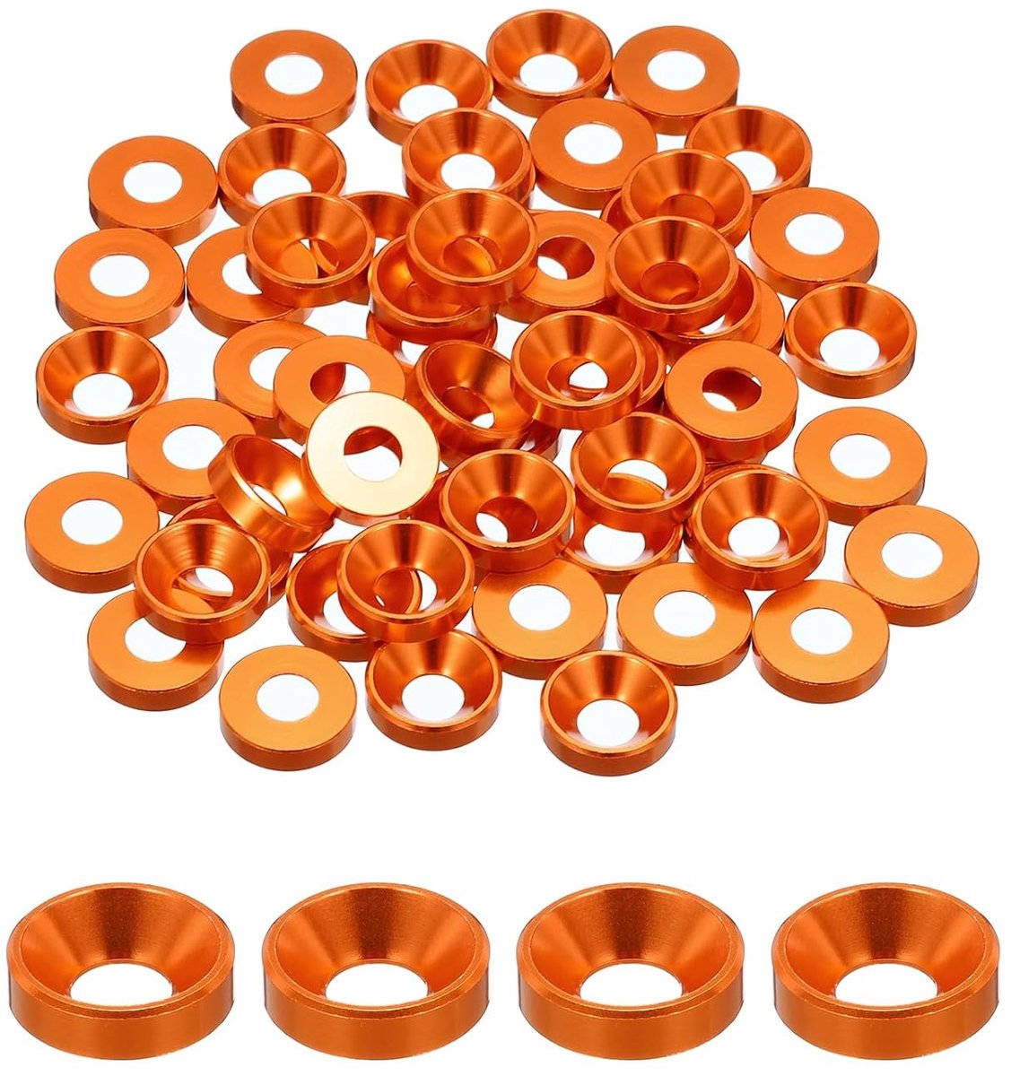 Verzonken sluitringen conische kop M5, afdichtingen geanodiseerd aluminium afdichting sluitring kop schroeven Rc/Fpv/PC/drone/mechanische accessoires modelonderdelen, Pz60 (oranje)