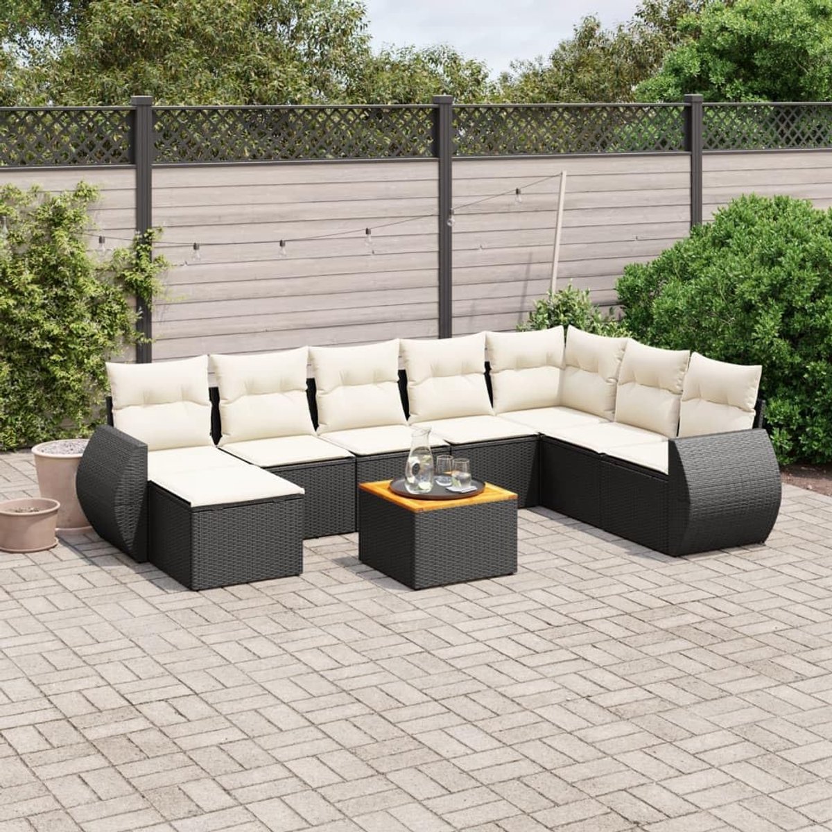 Tuinbankset 9-delig - Acaciahouten tafel - Modulair ontwerp - Duurzaam en waterdicht - SnelShoppen