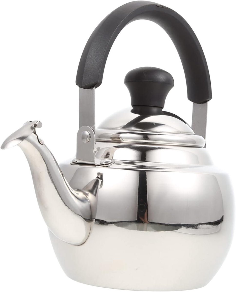 Rvs Waterkoker - Theepot met zeef - Water Koken - Fluitend Geluid - 1 Liter - Zilver