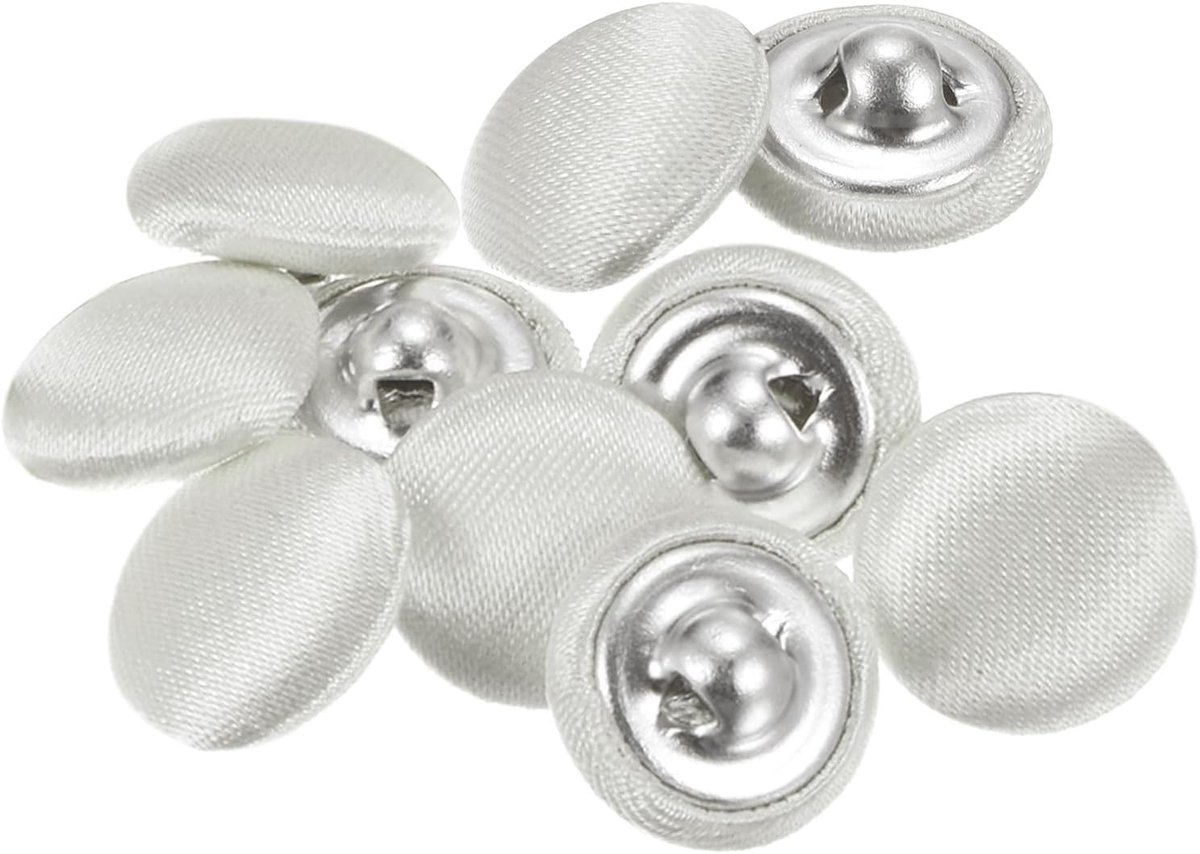 Knopen met stoffen overtrek, 12,5 mm satijnen stof, overtrokken, naaiknopen ronde knutselknopen, metalen steel, oogknopen, vintage, voor jas, kleding, jasje, blazer