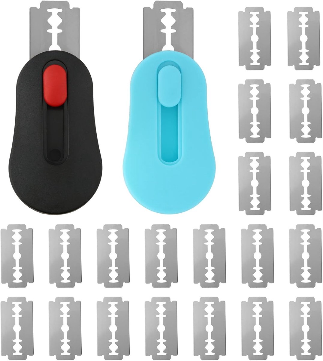 4st Magnetische Deegsnijders, Roestvrijstalen Deegsnijder met 20 Vervangbare Mesjes Deegsnijder voor Broodbakken (Blauw, Zwart)