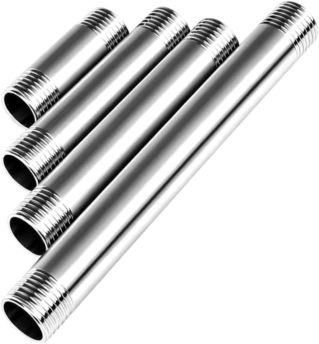 2 stuks 50 mm 1/2 inch mannelijke BSP schroefdraadnippel, 304 roestvrij staal gegoten pijpfitting voor sanitaire en industriële aansluiting