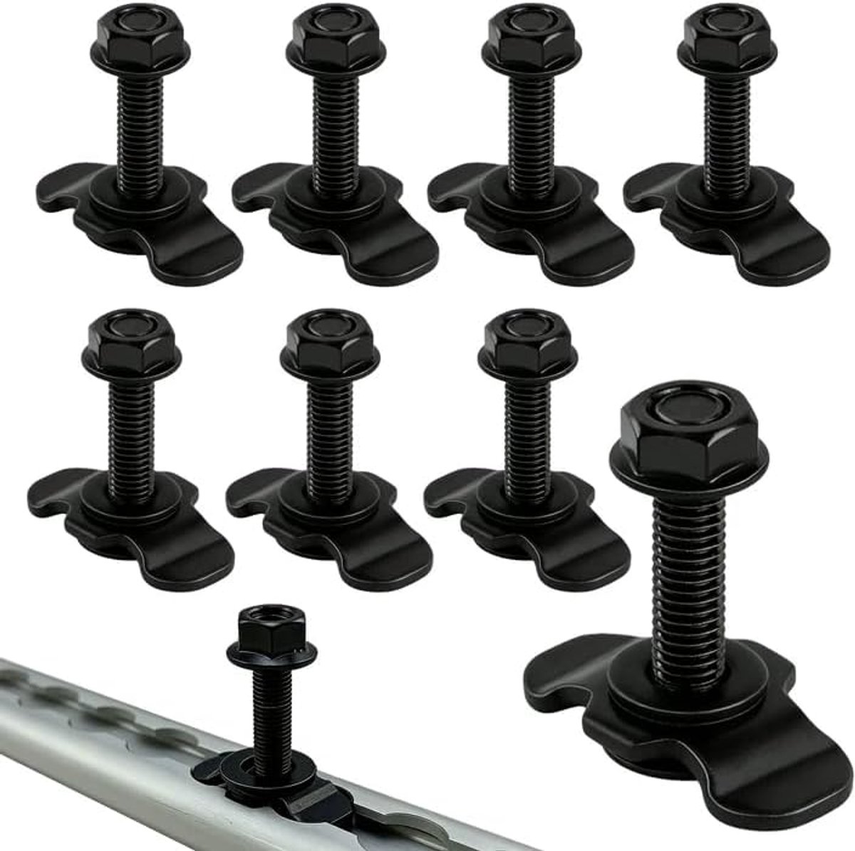 8 stuks M8 x 40 mm schroeffitting Airline rail: M8 schroeffitting voor sjorrails fitting, schroefverbinding Airline voor caravans, bestelwagens en aanhangers (zwart)