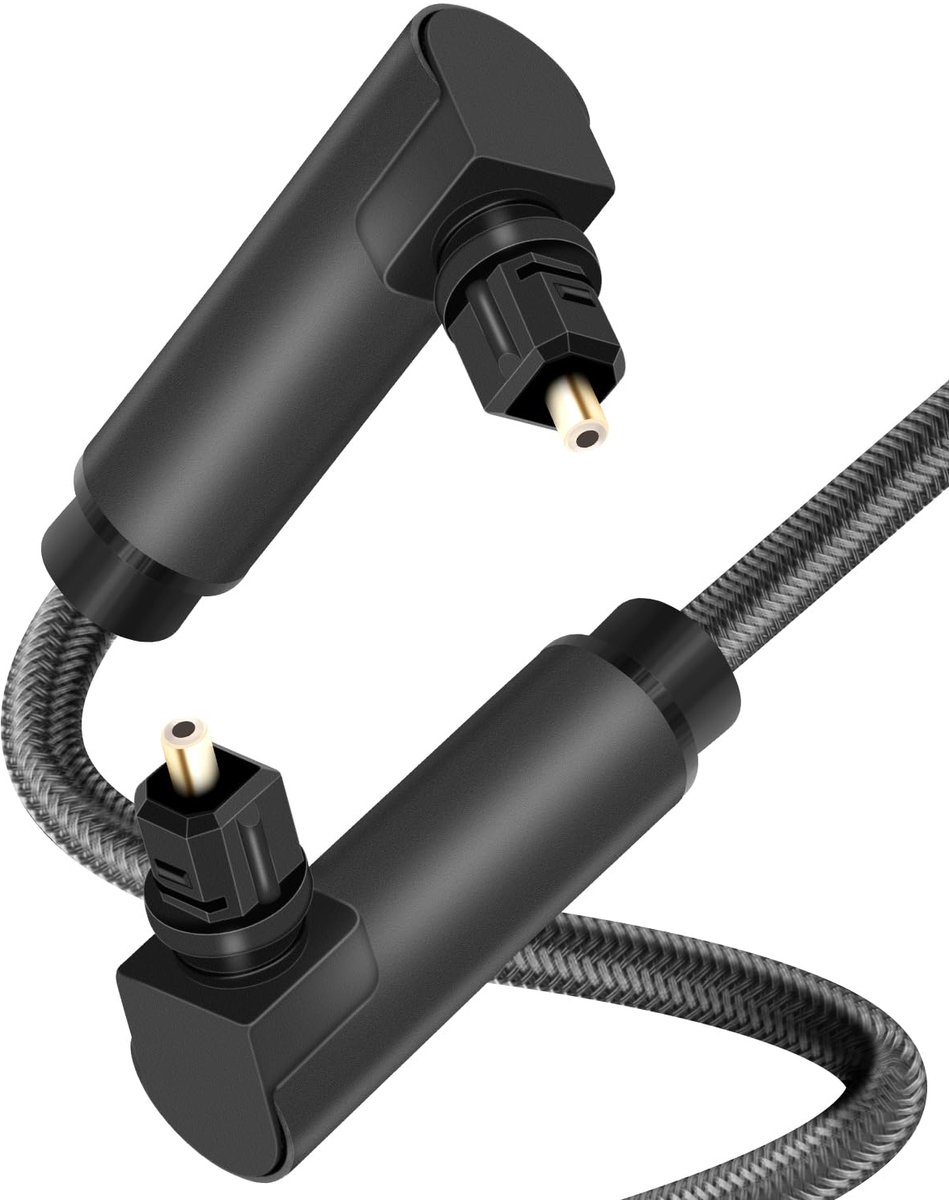 90 graden optische audiokabel, haakse optische Toslink-kabel, digitale glasvezelkabel voor soundbar, tv, thuisbioscoop, gameconsoles (90 graden 2 m)