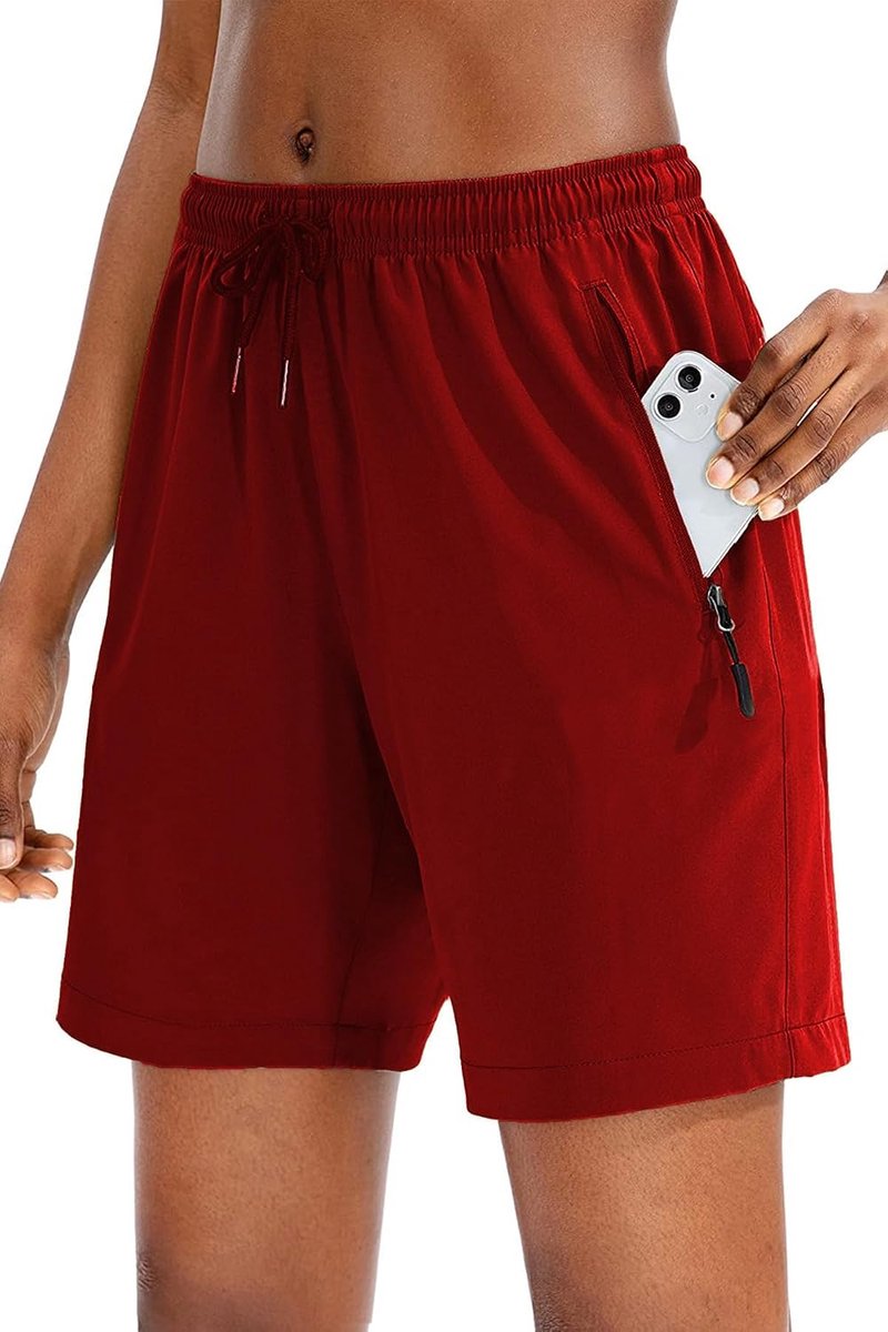 Korte broek voor dames, elastische tailleband, sportshorts met zakken, korte sportbroek voor dames
