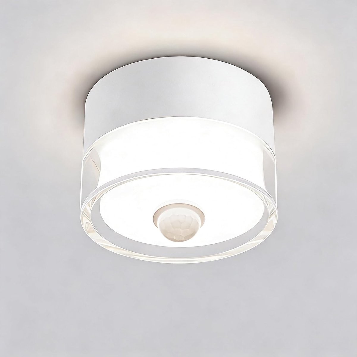 Plafondspot met bewegingssensor, downlight 12 W, 960 lm, natuurlijk wit, 4000 K, wit/aluminium, voor hal, magazijn, slaapkamer
