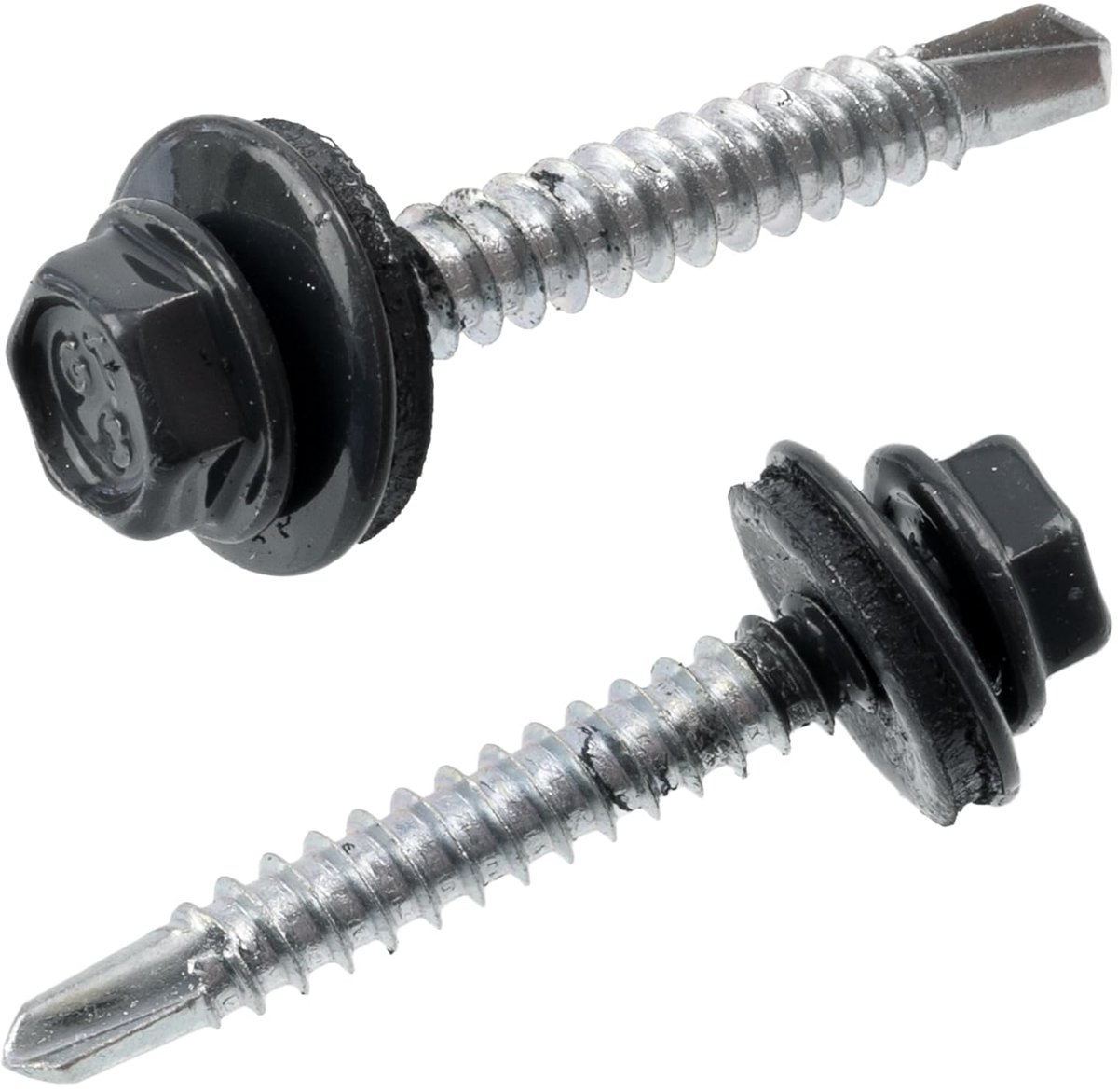 Zelfborende schroeven Ø4,8x35 mm + EPDM afdichtring - RAL 7016 - kopuitsparing 8 mm zeshoekig - in koolstofstaal