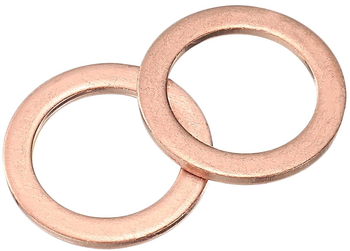 M14 sluitring, 16 stuks koperen ringsluitringen, 20 mm OD 1,5 mm dik, metalen afdichtring voor schroeven, bouten, moeren