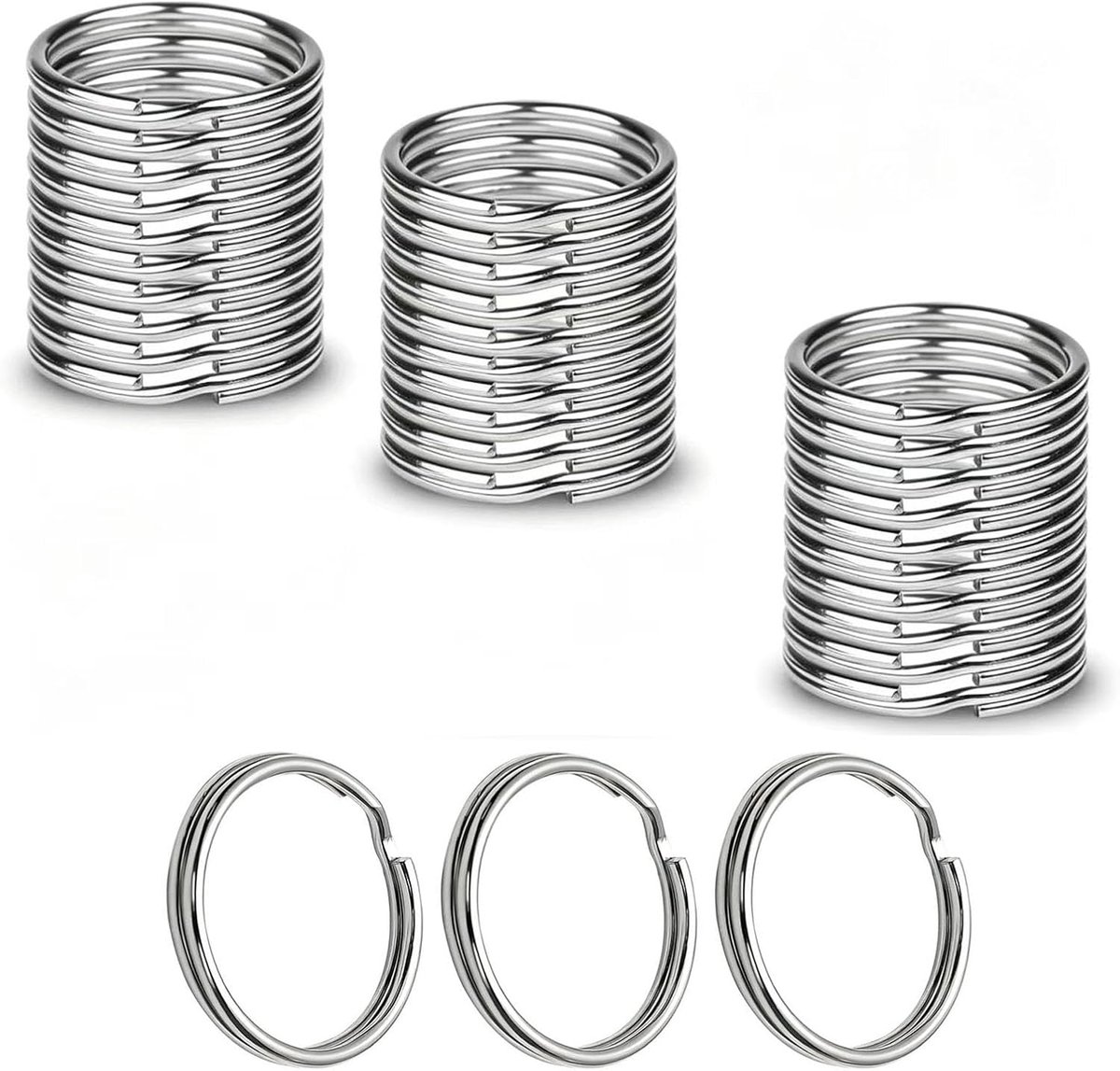 28 mm sleutelringen, 100 stuks, metalen ronde sleutelhangers, ring voor sleutels, sleutelhangers, accessoires, knutselen, ornamenten en doe-het-zelf, zilver