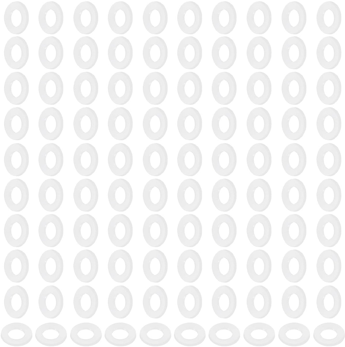 Platte afdichtingen, 120 stuks 5 mm ID 10 mm OD 1 mm dik kunststof afdichtingen platte ronde afdichting sluitringen vervanging voor sanitaire armatuur slangbevestigingsschroef, wit