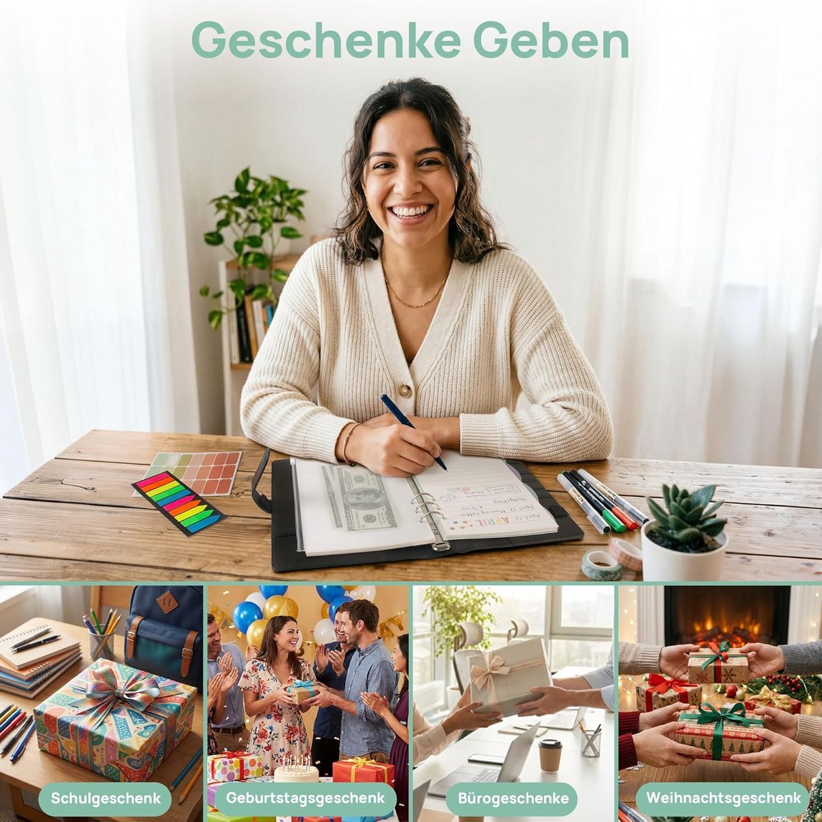 Ringbinder, 135 vellen navulpapier (olijfgroen)