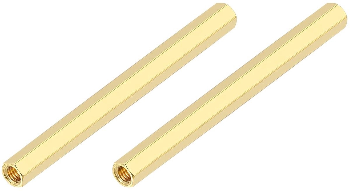 Messing zeskant verbindingsmoer M6 x 80 mm binnendraad zeskant afstandhouder moer schroeven voor PCB moederbord printplaat goudkleur pak met 2 stuks