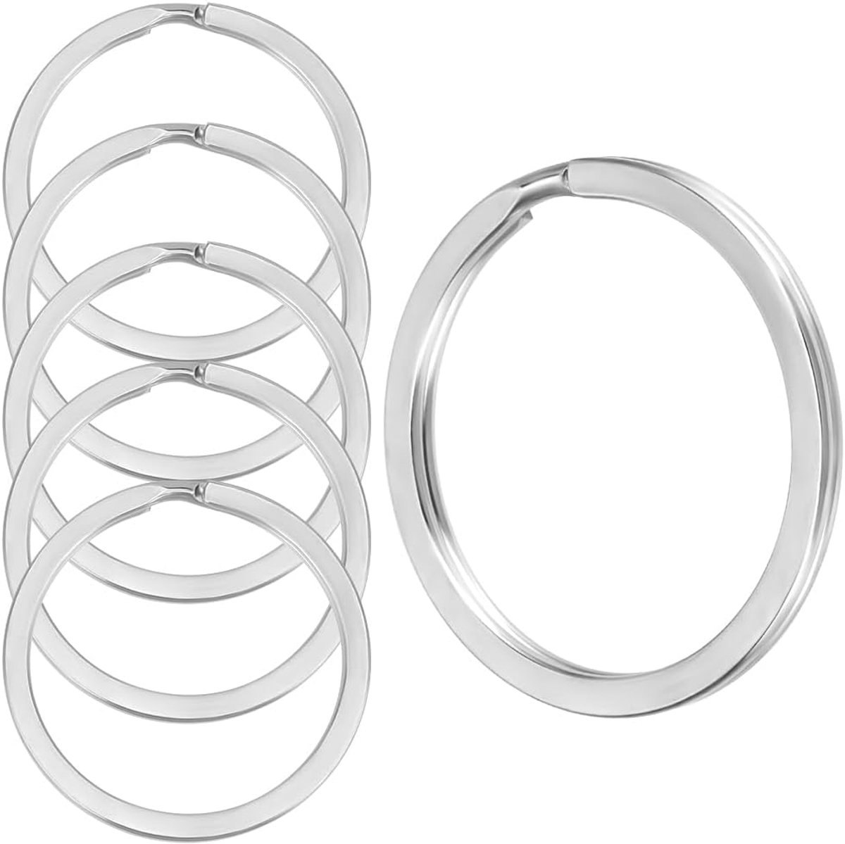 1 Doos 20 Stks Split Sleutelhangers 316L Rvs Platte Sleutelhanger Sluiting Metalen O Ring voor Thuis Auto Kantoor Sleutels Attachment 35 x 2.5mm