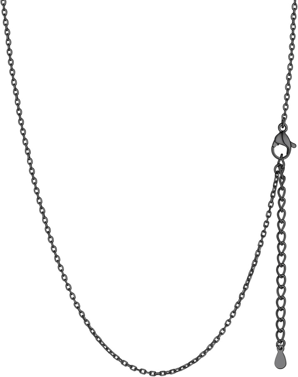Dames roloketting zonder hanger roestvrij staal schakelketting charm choker ketting, breedte 1,4 mm / 2 mm, kettinglengte 35/41/46/51/56/61/66/71/76cm+2cm