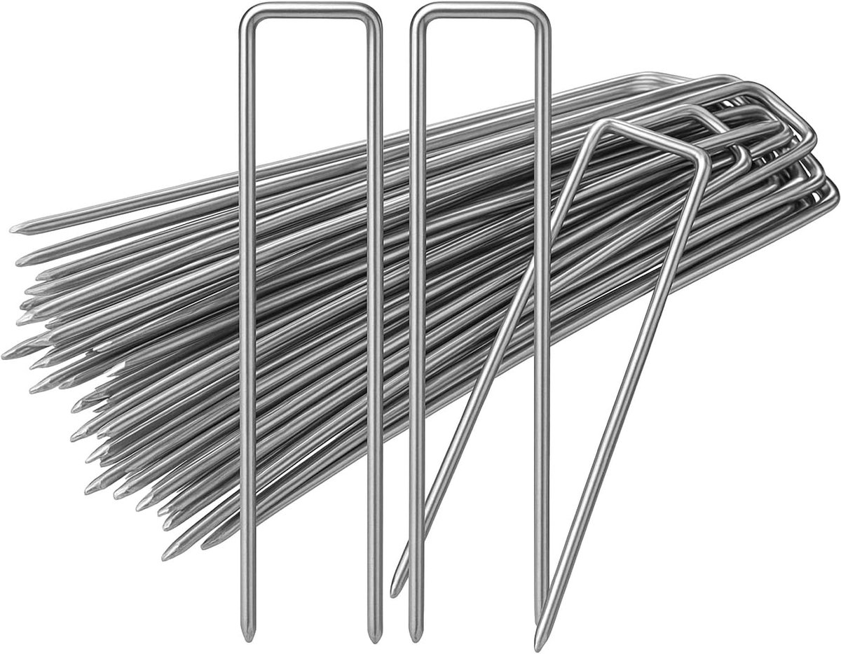 100 stuks, verzinkt, 150 x 30 mm, tentharingen en haringen, 3 mm Ø, funderinganker voor tent, paviljoen, onkruidvlies, vijvernet, gazonbescherming