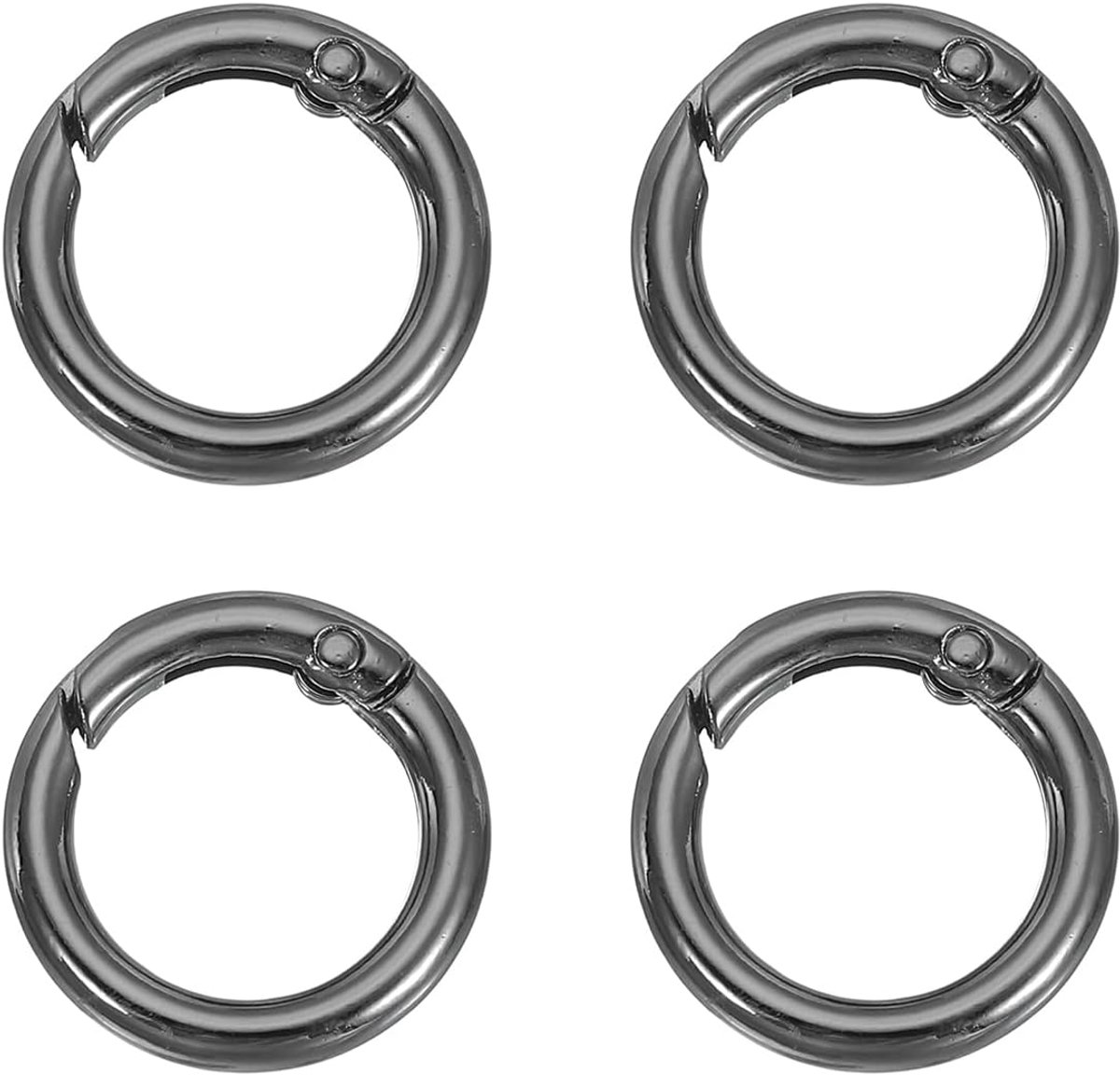 Spring O-ringen, 4 stuks 1 inch metalen ronde clips sleutelhangers klikgesp sluitingen voor sleutelhangers tassen portemonnees riemen hondenriemen doe-het-zelf ambachten, zwart 25 mm