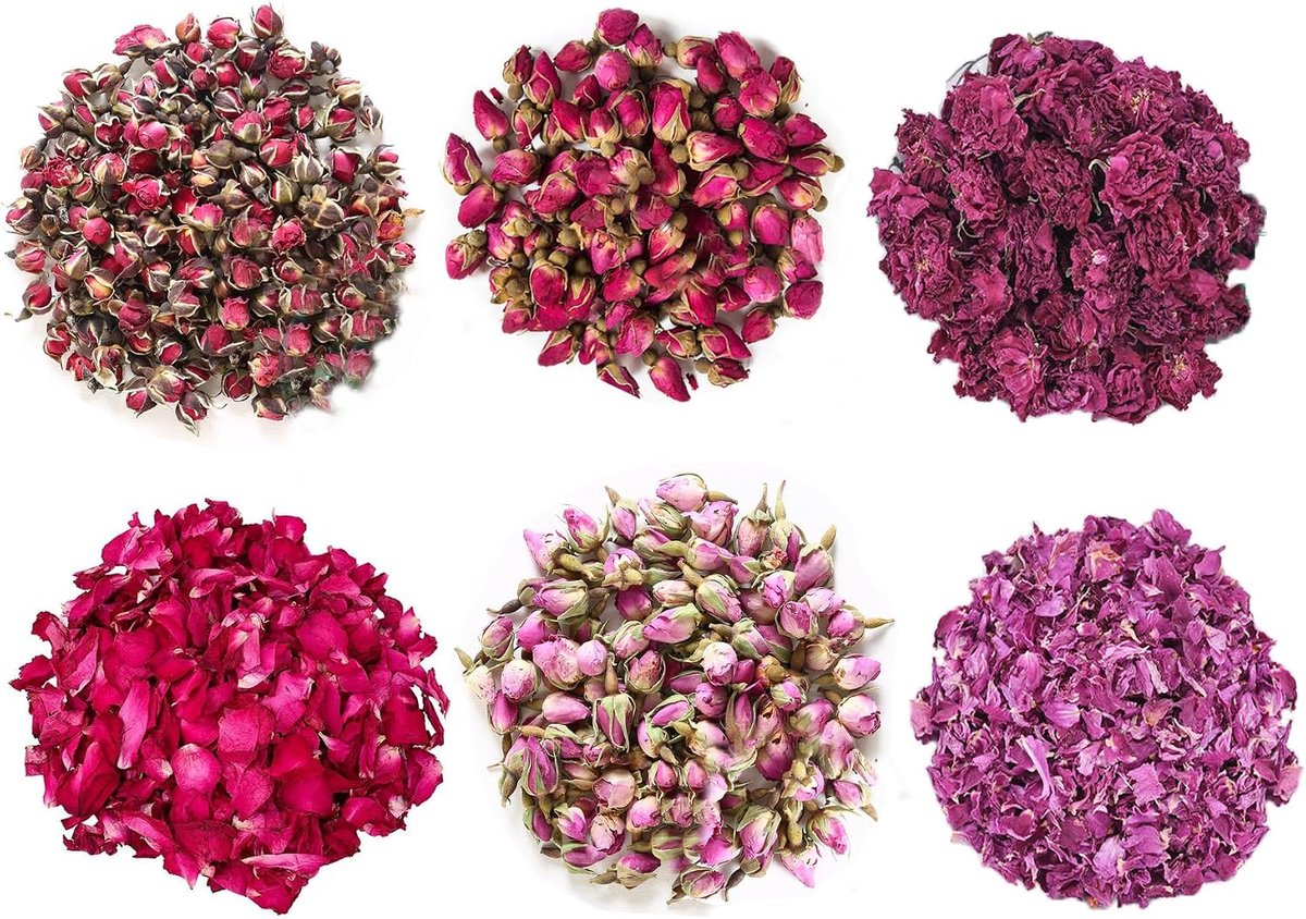 Gedroogde rozenbloemen | rozenblaadjes, rozenknoppen, Damascena roos, goudrandroos, kroonroos, bakroos