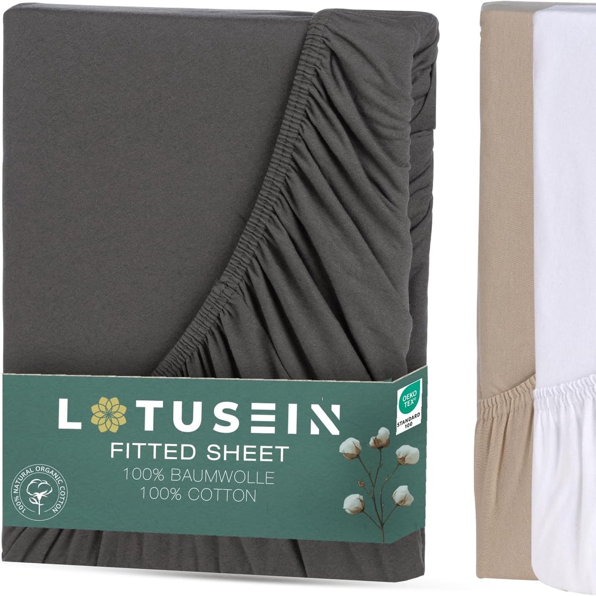 Fitted sheet 160 x 200 cm - antraciet - 100% katoen jersey - comfortabel slapen - SnelShoppen