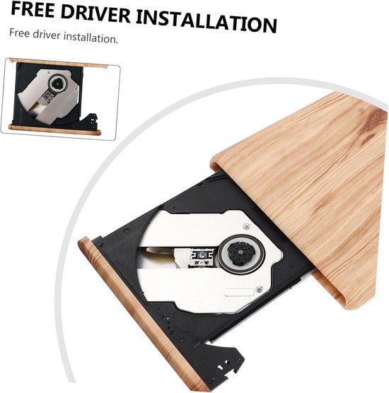 Externe DVD Brander - Dvd-cd-brander Dvd-speler - Gegevens Opslaan - Type-C USB 3.0 - 14.5 cm - Houtnerf — afbeelding 4