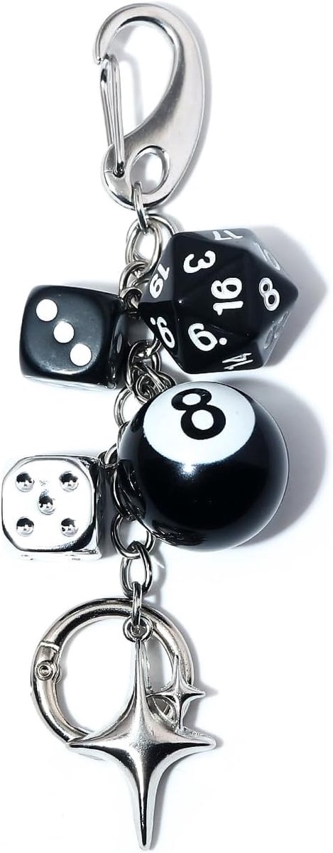 Dice sleutelhangers set van 8 - retro design - kleurrijke dobbelstenen - leuke decoratie voor tas of sleutels - SnelShoppen