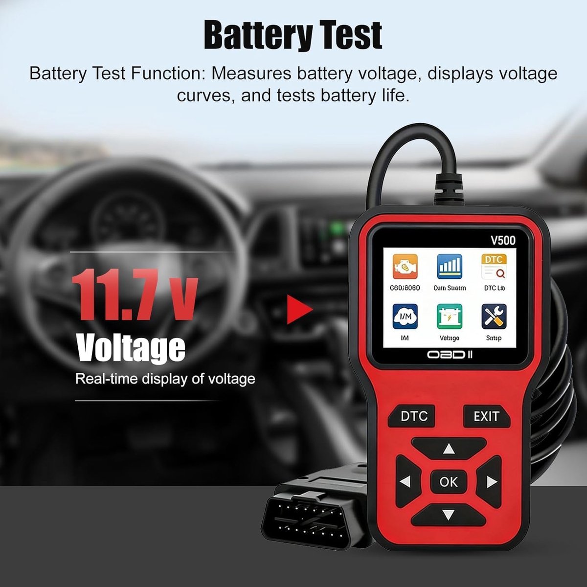 Auto Diagnoseapparaat - OBDII Scanner - Storingen Uitlezen - Brede Compatibiliteit - 64cm Kabel - Zwart