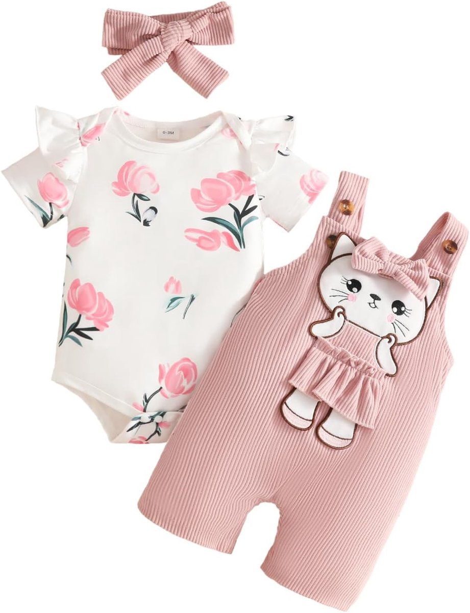 Baby kleding meisjes 0-18 maanden - schattige liefde rompertop - cartoon beer tuinbroekset - perfect voor herfst - SnelShoppen
