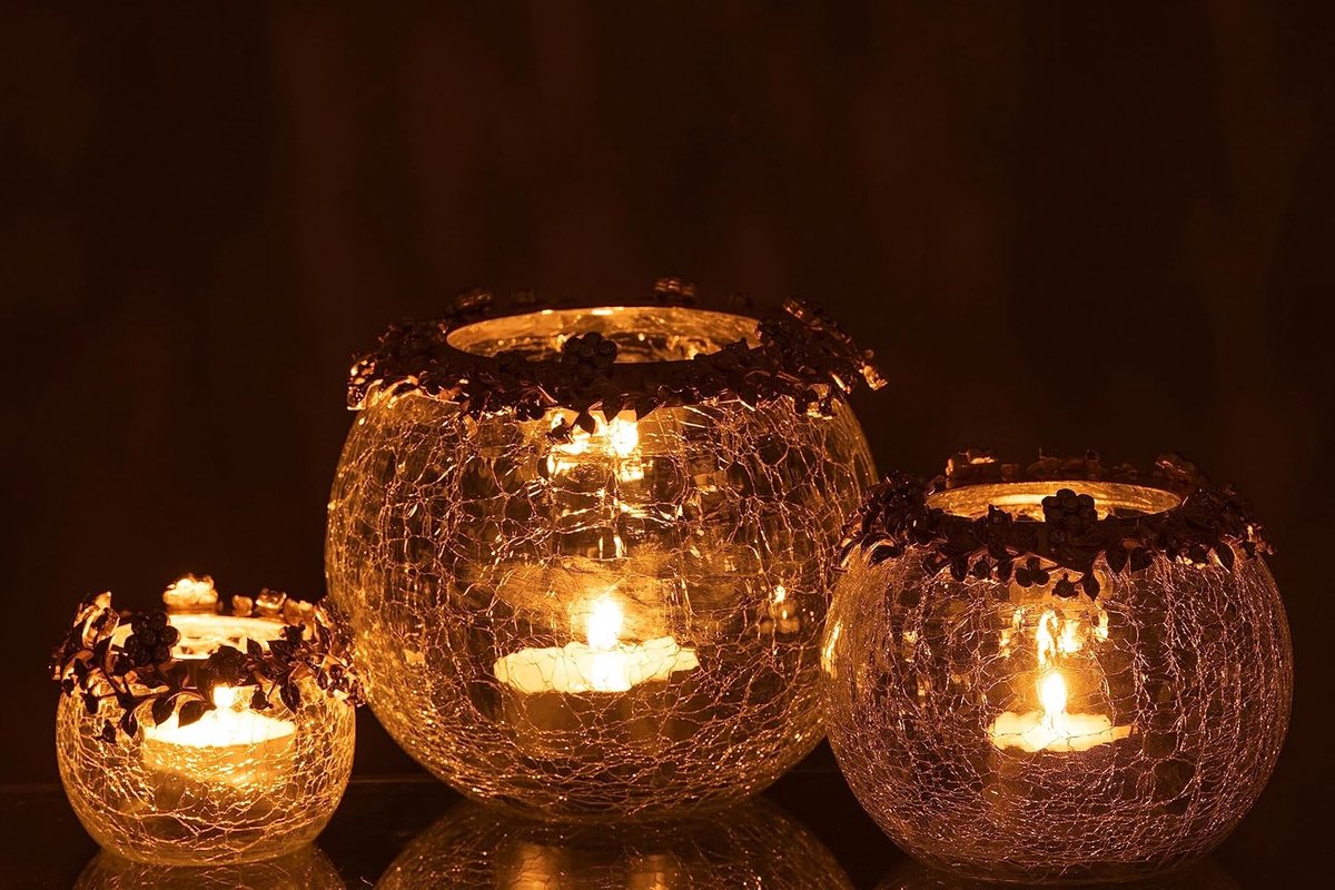 Theelichthouder Volve - Kaarsenhouder Metaal - Sfeerverlichting Creëren - Metaal en Glas - 14 x 10 x 14 cm - Goud