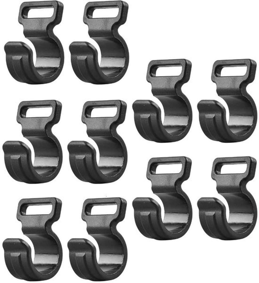 Set van 10 tentstokclips, te gebruiken voor het vastzetten van tenthoezen, tenten, campingluifels en tentstokclips.