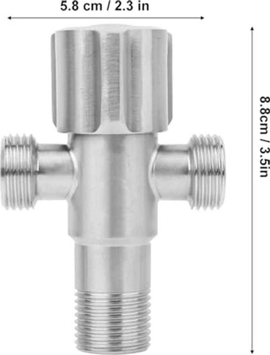 G1/2" Hoekventiel - RVS Ventiel met Draaihandgreep - Handmatig Stopventiel voor Toilet Bidet Spray