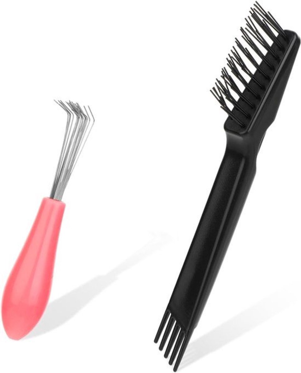 Haar Borstel Reiniging Tool Kam Cleaner Borstel Verwijderen Haar Borstel Cleaner Rake Mini Haar Borstel Remover voor het Verwijderen van Haar Stof Thuis en Salon Gebruik (Plastic) - Set van 2/4 Stuks