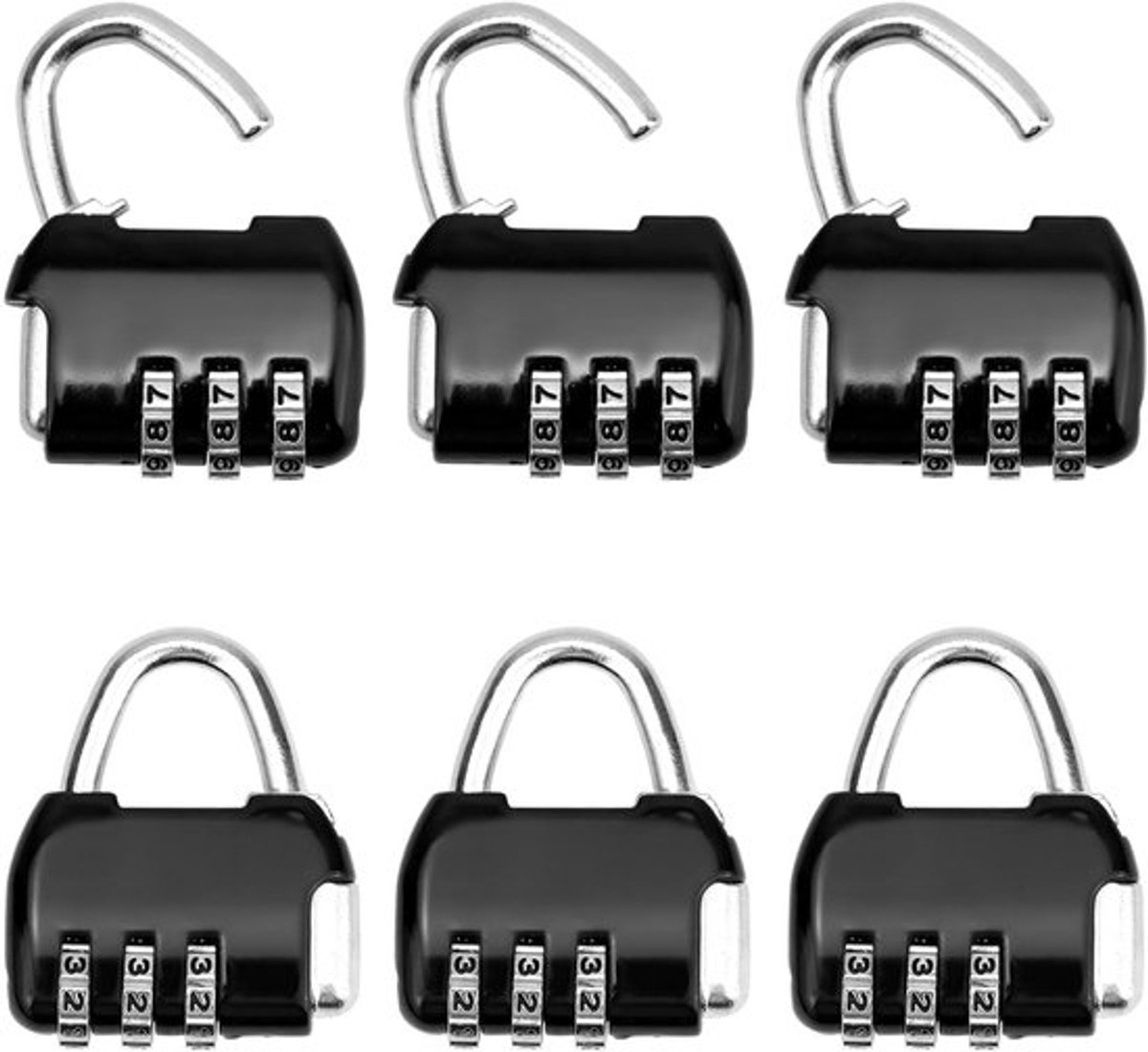 ® 3-cijferig combinatieslot Klein hangslot voor koffiebagage Reistassen Gym Locker - Zwart