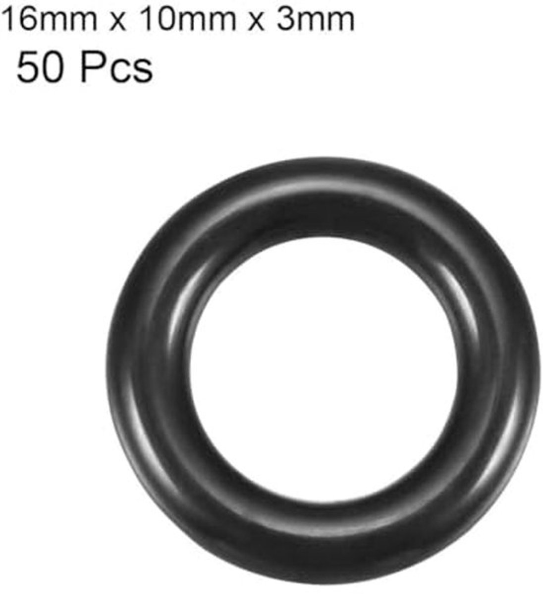 Verpakking van 50 Nitril Rubber O-Ringen, 16 mm Buitendiameter, 10 mm Binnendiameter, 3 mm Breed, Rubber Washers, Spacers, O-Ringen, Seal Kit, Metric Seal