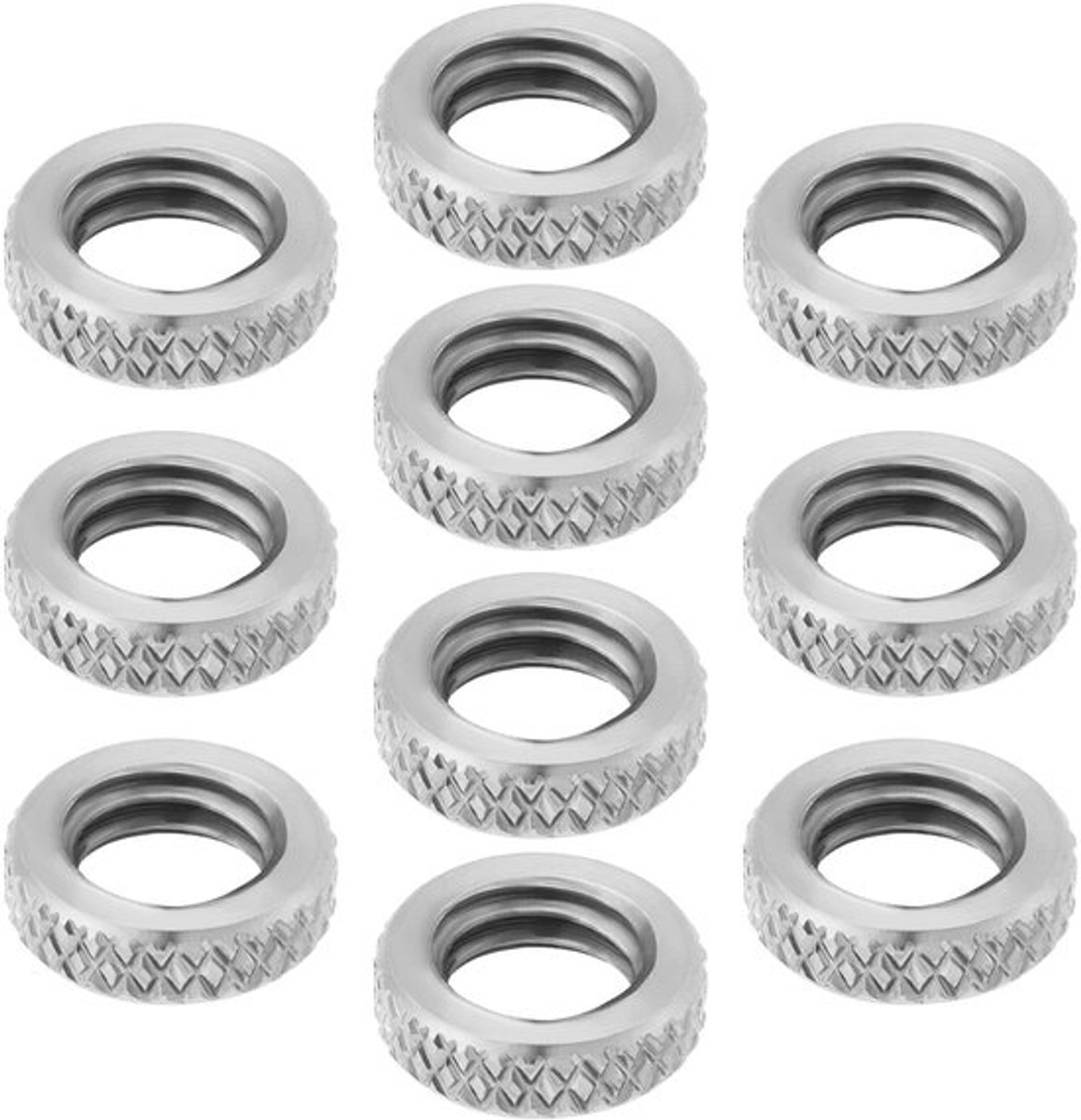 10 stuks 304 RVS Lockmoeren 3/8 Vrouwelijke Draad Knurled Locking Verstelmoeren Compatibel met Bank Stick Beetalarm Lockmoeren, Buitendiameter 14mm Dikte 4mm