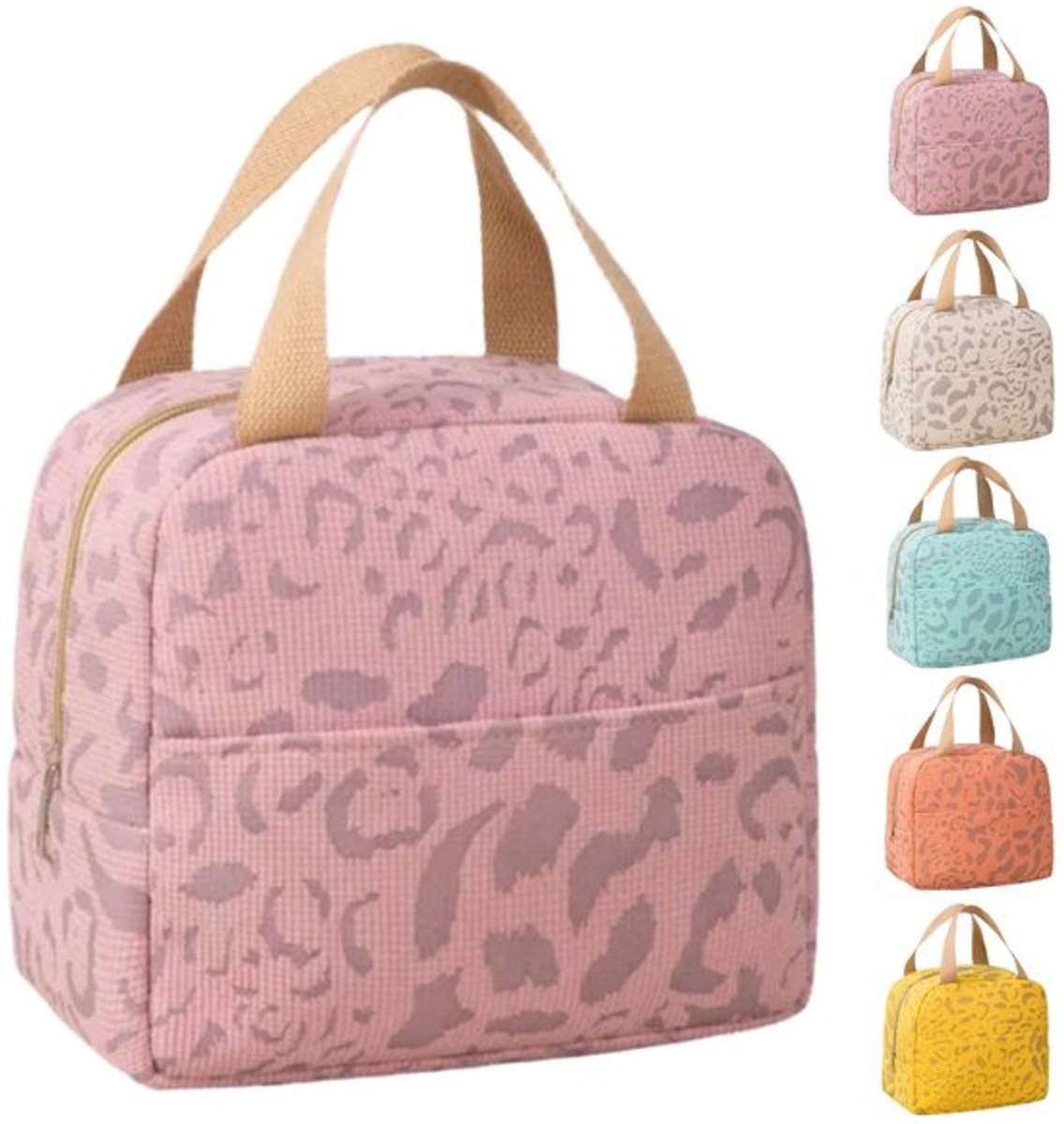 Geïsoleerde lunchtas - waterdichte koeltas met aluminiumfolie, 3-4 uur koude-/warmtebehoud, 20 x 23 x 14 cm voor kantoor, picknick, reizen, school, Roze
