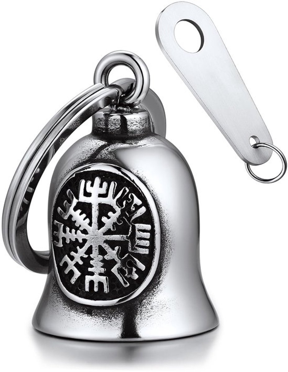 Sleutelhanger Motorfietsbel RVS Sleutelhanger Viking Gelukscharme Sleutelhanger voor Motorrijders, C-Compas-Silver, C-compass-silver