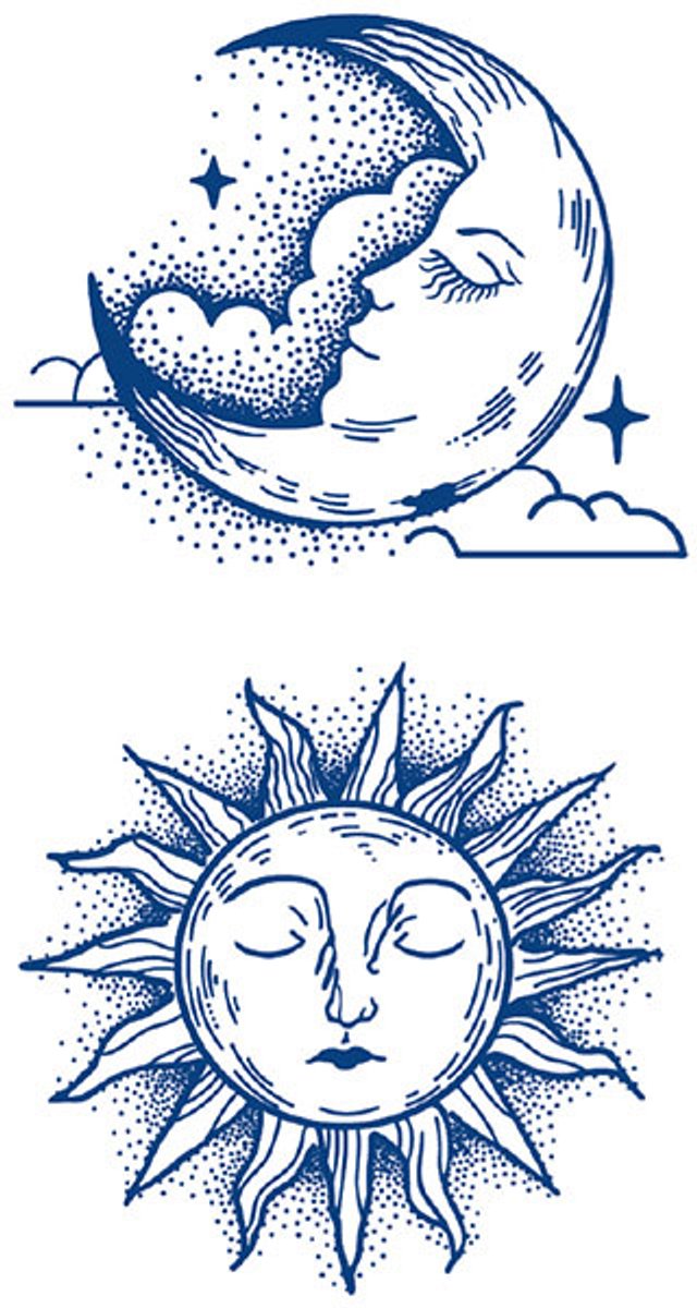 Tijdelijke tattoo Sun and Moon 2 weken