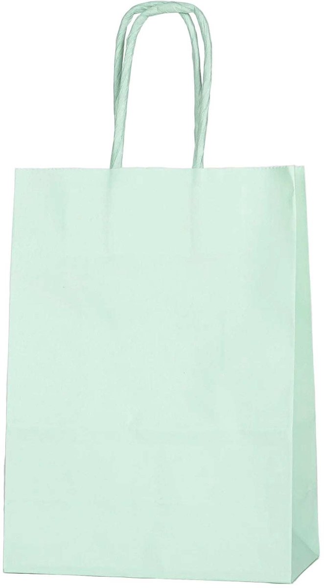 Papieren Draagtas - 60 Stuks -Licht Groen- 16x22x8cm - Papieren Tasjes - Kraft Tas - Tassen - Cadeau Tas - Hoogwaardig Kraft Papier - Eco-vriendelijk - Ideaal voor Geschenken - Lasentopack