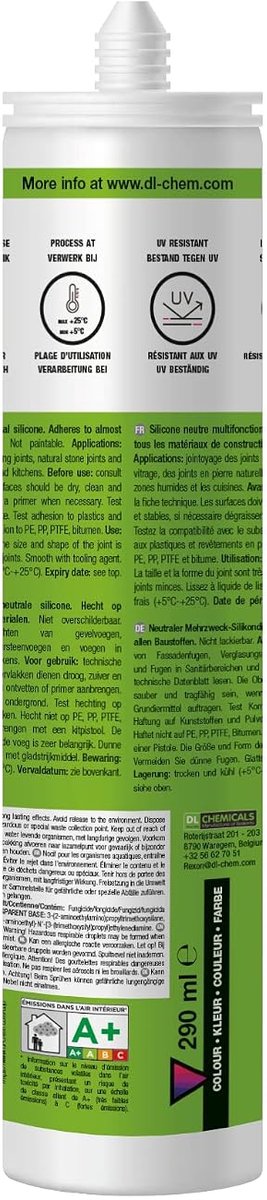 Siliconenkit 290ml - Multifunctioneel - Roestvrij staal - Ideaal voor natte ruimtes - ShopVlot