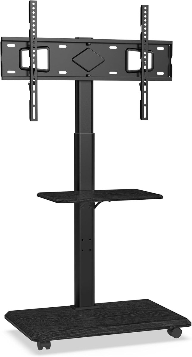 Mobiele TV standaard 32-70 inch - Zwart - Met opbergruimte - Verstelbare hoogte tot 130 cm - ShopVlot