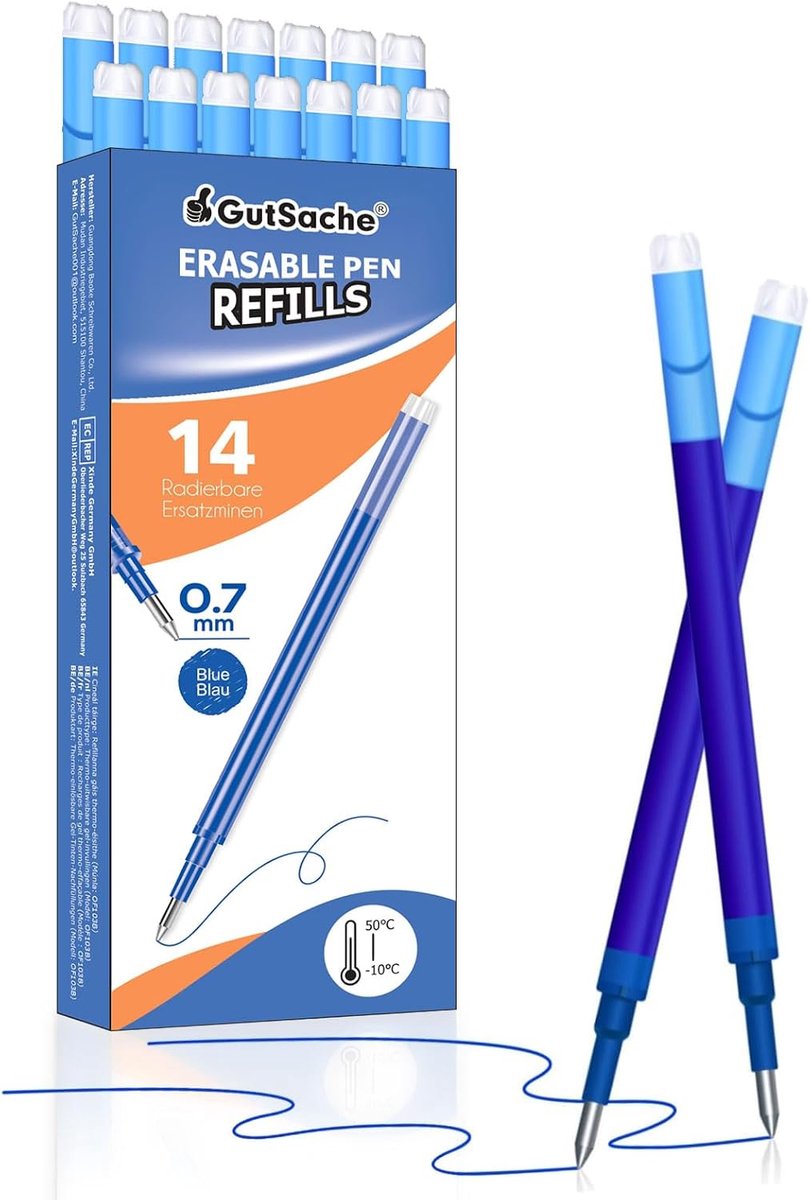 Geleverd voor erasable gelpennen - 0.7 mm - blauwe navullingen - geschikt voor Frixion pennen - ShopVlot