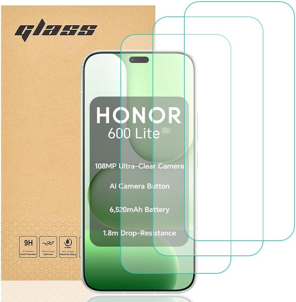 Beschermfolie Honor 600 Lite - 3 stuks - pantserglas - krasvrij en HD helder - ShopVlot