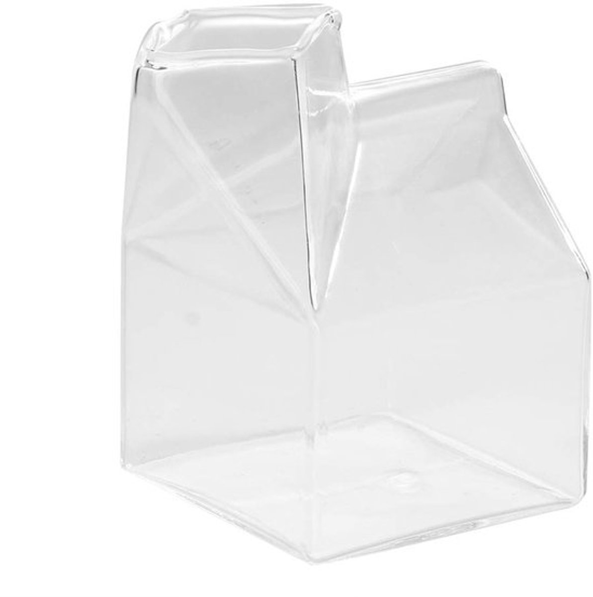 Melkglazen, transparante koffie-, melk- of watermok in de vorm van een huisje, geschikt voor thuisgebruik.
