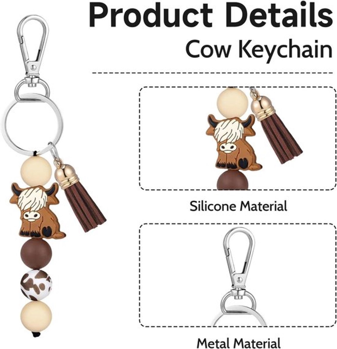 Sleutelhanger Highland Koe - Schattige Dieren Sleutelhanger met Kwast - Party Geschenken voor Mannen en Vrouwen