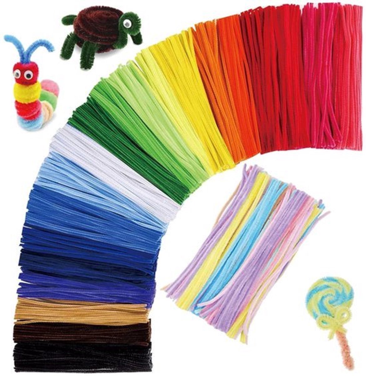 300 stuks 30 cm buigpluche kunstpijpenragers - Kleurrijke knutselset voor handwerk decoraties - Pijpreinigerdraad voor doe-het-zelf knutselprojecten