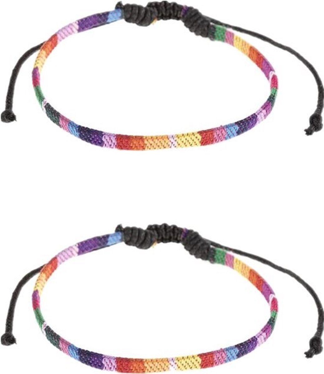 Kleurrijke regenboogpatronen armbanden - 2 stuks