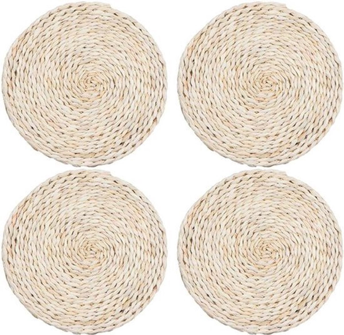 Handgemaakte Geweven Placemats - Set van 4 - Ronde Onderzetters - Puur Natuurlijke Maïs Schil - Keuken Eettafel Warmte-Geïsoleerd Pad