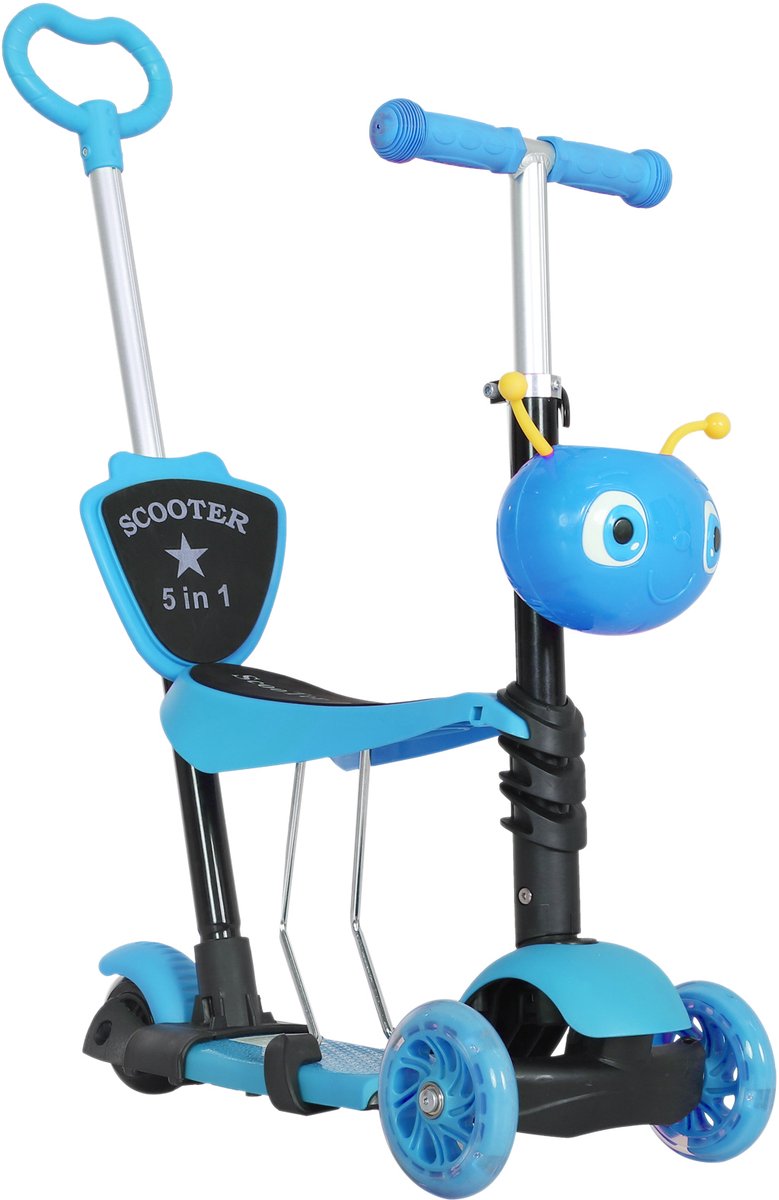 5-in-1 kinderstep - tot 60 kg - In hoogte verstelbare handgreep - met en 3 ronden - Afneembare rugleuning - voor kleine kinderen-jongens en meisjes