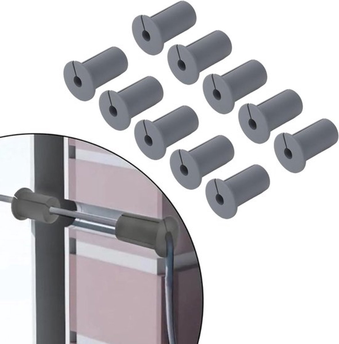Kabelgeleidingsset voor Siliconen Kabeldoorvoer - 10 Stuks - Grijs - Voor 3/4 Inch Muurgatkabel - Ethernet Kabelmuurdoorvoer
