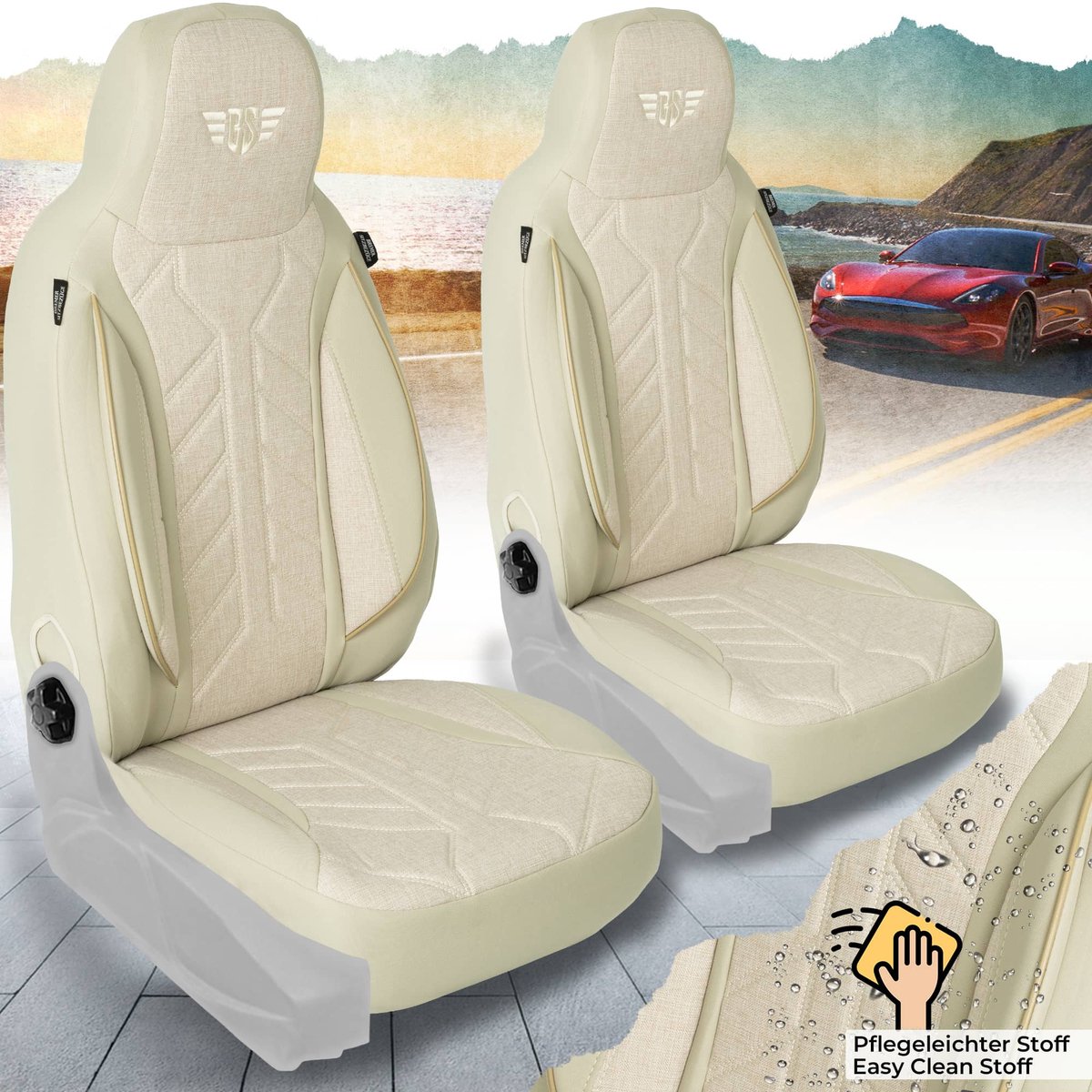 Autostoelhoezen voor BMW 1er BJ 2004-11 – Stoelhoezen voor bestuurder en passagier in Beige